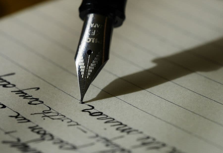 Drafting by hand with a fountain pen on plain paper